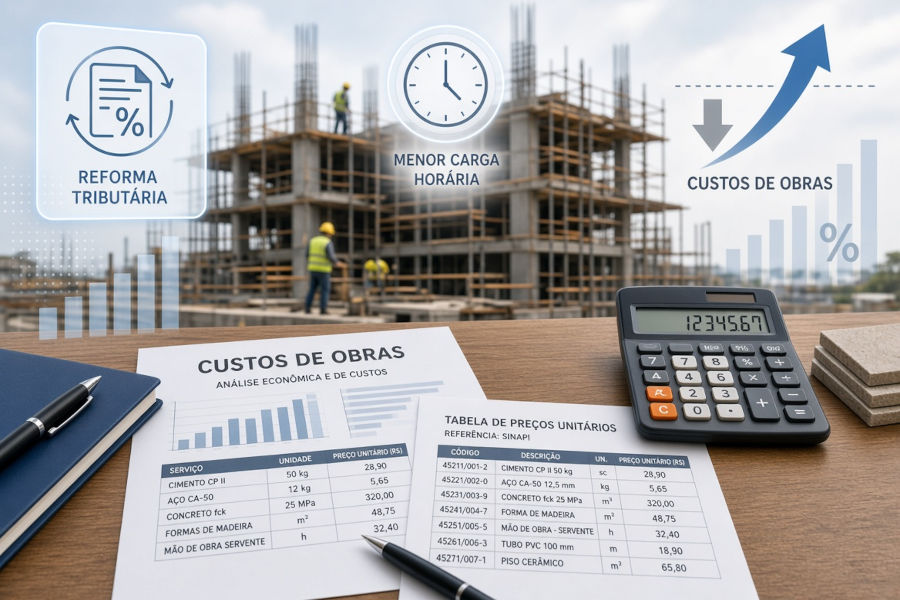 SINAPI avalia impactos da reforma tributária e da redução da jornada de trabalho nos custos de obras