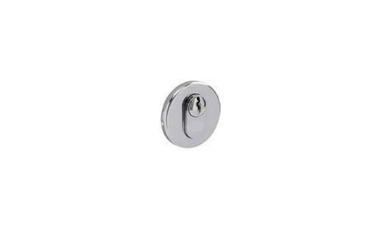 ROSETA REDONDA DE SOBREPOR, SEM FUROS, EM ACO INOX POLIDO, DIAMETRO APROXIMADO DE 50 MM, PARA FECHADURA DE PORTA - PARAFUSOS INCLUIDOS