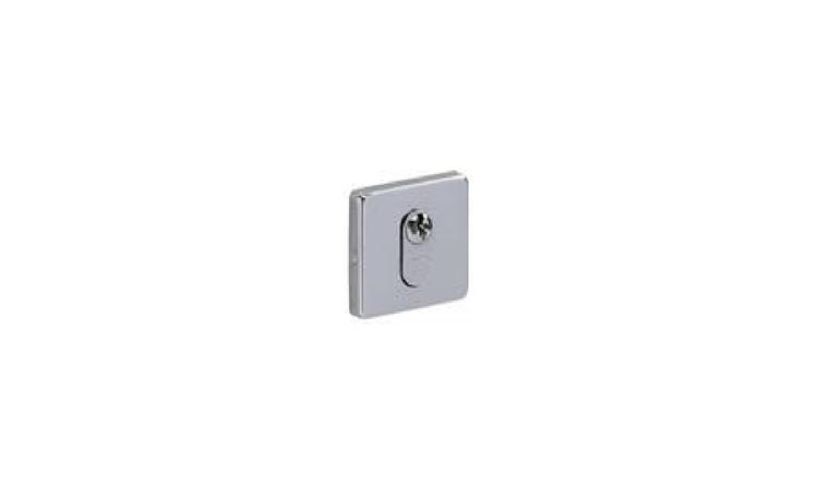 ROSETA QUADRADA, SEM FUROS, EM ACO INOX POLIDO, LARGURA APROXIMADA DE 50 MM, PARA FECHADURA DE PORTA - PARAFUSOS INCLUIDOS