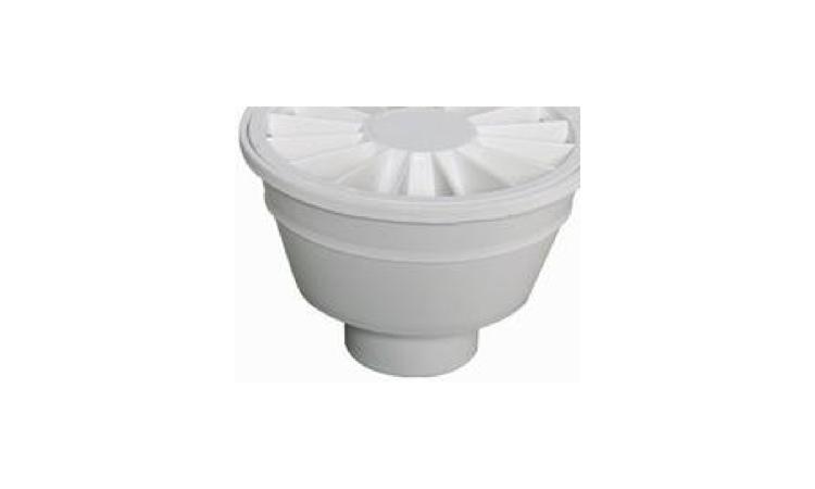 RALO SECO CONICO, PVC, 100 X 40 MM, COM GRELHA REDONDA BRANCA