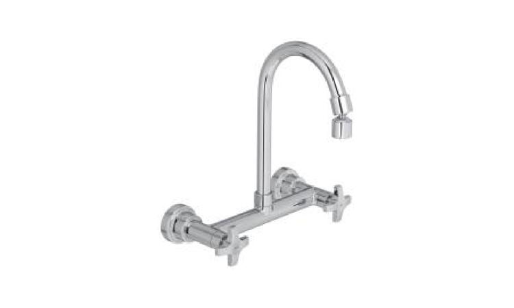 MISTURADOR DE PAREDE, DE METAL CROMADO, PARA COZINHA, BICA ALTA MOVEL, COM AREJADOR ARTICULADO