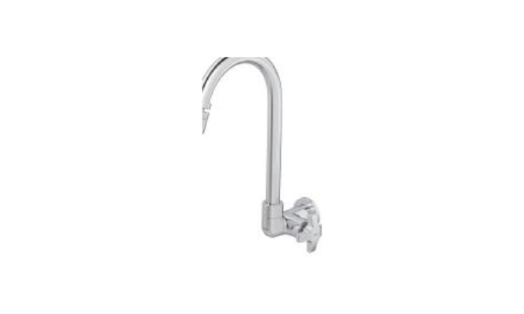 TORNEIRA METALICA CROMADA DE PAREDE, PARA COZINHA, BICA MOVEL, COM AREJADOR, 1/2