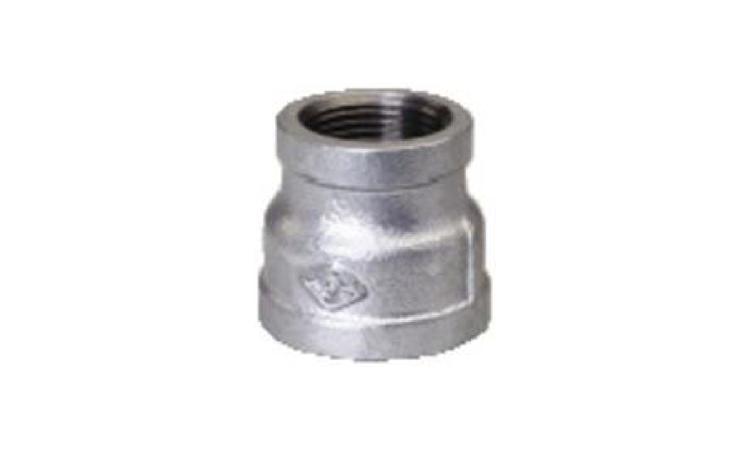 LUVA DE REDUCAO DE FERRO GALVANIZADO, COM ROSCA BSP MACHO/FEMEA, DE 1 1/2