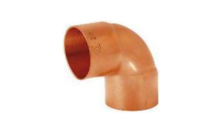 COTOVELO DE COBRE 90 GRAUS SEM ANEL DE SOLDA, BOLSA X BOLSA, 22 MM