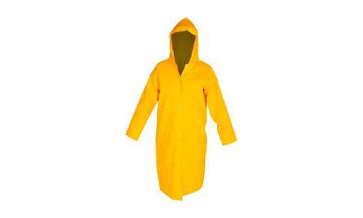 CAPA PARA CHUVA EM PVC COM FORRO DE POLIESTER, COM CAPUZ (AMARELA OU AZUL)