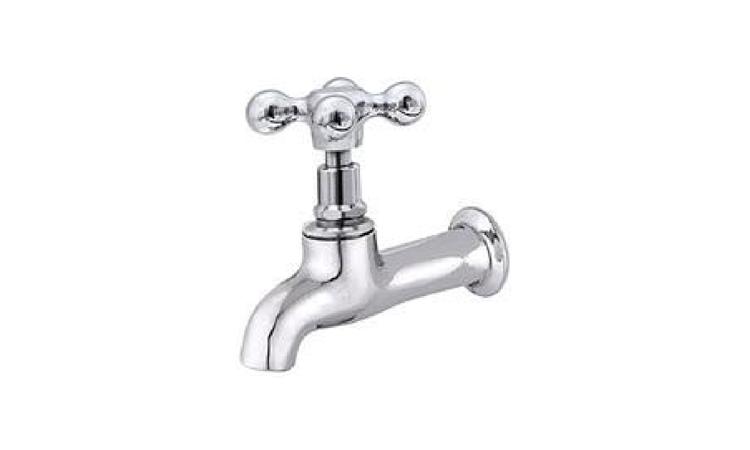 TORNEIRA METALICA CROMADA CANO CURTO, SEM BICO, SEM AREJADOR, DE PAREDE, PARA TANQUE E USO GERAL, 1/2