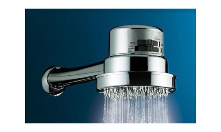 CHUVEIRO COMUM EM PLASTICO CROMADO, COM CANO, 4 TEMPERATURAS (110/220 V)