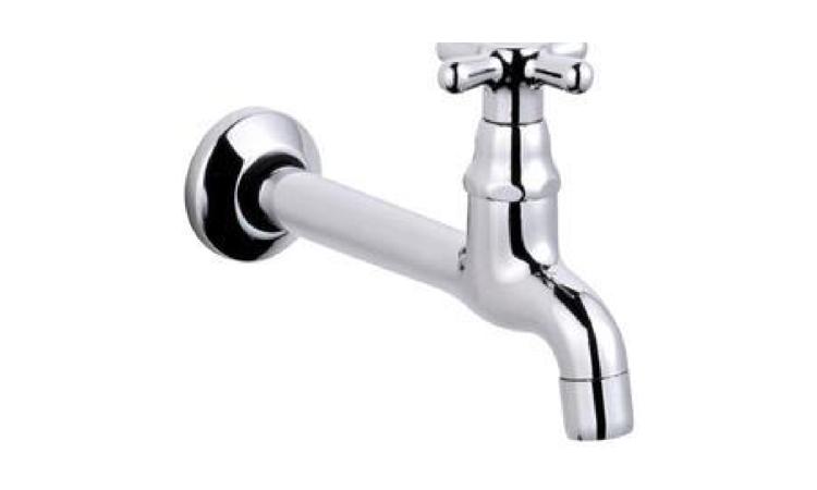 TORNEIRA METALICA CROMADA, RETA, DE PAREDE, PARA COZINHA, COM AREJADOR, PADRAO POPULAR, 1/2