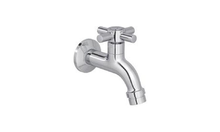 TORNEIRA METALICA CROMADA, CANO CURTO, COM AREJADOR, SEM BICO PLASTICO, DE PAREDE, PARA USO GERAL, 1/2