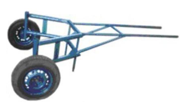 CARRINHO COM 2 PNEUS PARA TRANSPORTAR TUBO CONCRETO, ALTURA ATE 1,0 M E DIAMETRO ATE 1000MM, COM ESTRUTURA EM PERFIL OU TUBO METALICO