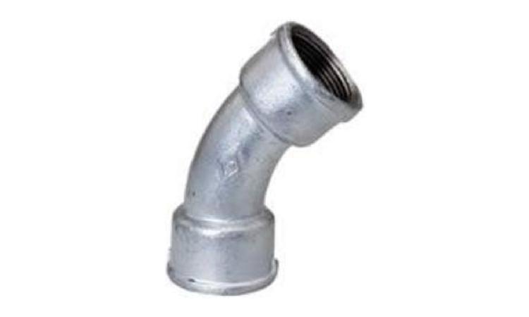 CURVA 45 GRAUS DE FERRO GALVANIZADO, COM ROSCA BSP FEMEA, DE 3