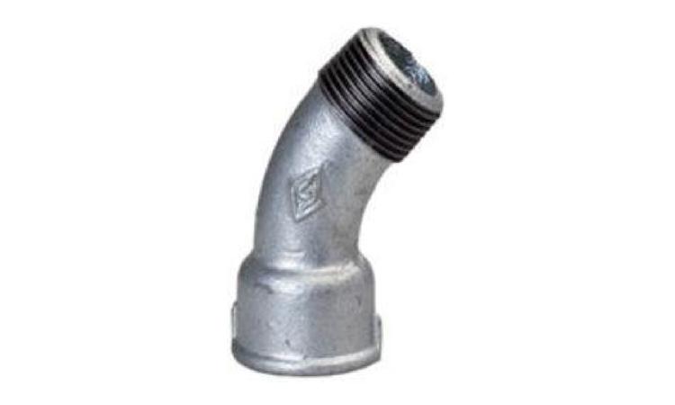 CURVA 45 GRAUS DE FERRO GALVANIZADO, COM ROSCA BSP MACHO/FEMEA, DE 2 1/2