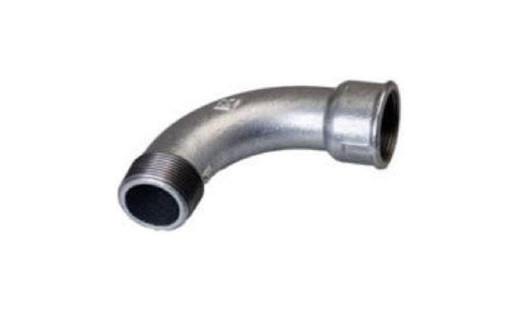CURVA 90 GRAUS DE FERRO GALVANIZADO, COM ROSCA BSP MACHO/FEMEA, DE 3
