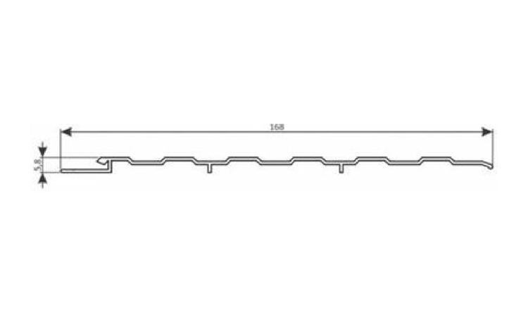 LAMBRI EM ALUMINIO, DE APROXIMADAMENTE 0,6 KG/M, COM APROXIMADAMENTE 168,0 MM DE LARGURA, 6,0 MM DE ALTURA E 6,0 M DE EXTENSAO