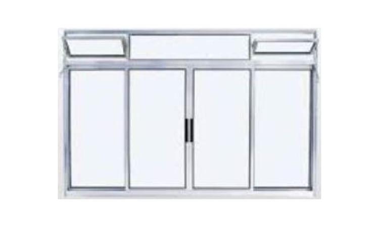 JANELA DE CORRER, EM ALUMINIO PERFIL 25, 120 X 150 CM (A X L), 4 FLS, BANDEIRA COM BASCULA, ACABAMENTO BRANCO OU BRILHANTE, BATENTE/REQUADRO DE 6 A 14 CM, COM VIDRO 4 MM, SEM GUARNICAO/ALIZAR