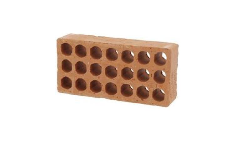 TIJOLO CERAMICO LAMINADO DE *5,5 X 11 X 23* CM (L X A X C), COM 21 FUROS