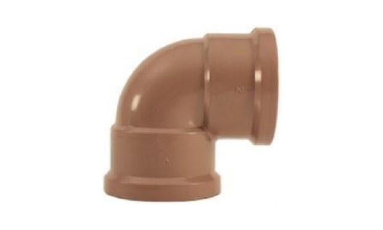 JOELHO, PVC SOLDAVEL, 90 GRAUS, 75 MM, COR MARROM, PARA AGUA FRIA PREDIAL