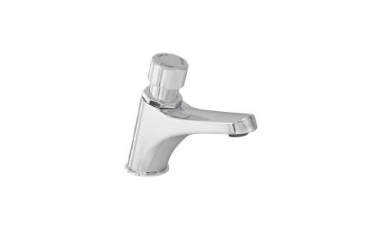 TORNEIRA METALICA CROMADA DE MESA, PARA LAVATORIO, TEMPORIZADA PRESSAO FECHAMENTO AUTOMATICO, BICA BAIXA