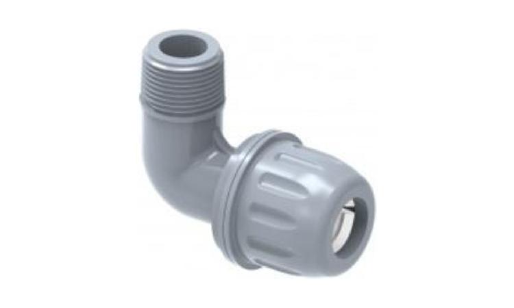 COTOVELO/JOELHO COM ADAPTADOR, 90 GRAUS, EM POLIPROPILENO, PN 16, PARA TUBOS PEAD, 32 MM X 1