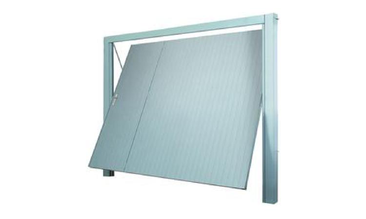 PORTAO BASCULANTE, MANUAL, EM ACO GALVANIZADO, CHAPA 26, TIPO LAMBRIL, COM REQUADRO, ACABAMENTO NATURAL