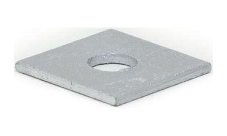 ARRUELA QUADRADA EM ACO GALVANIZADO, DIMENSAO = 38 MM, ESPESSURA = 3MM, DIAMETRO DO FURO= 18 MM
