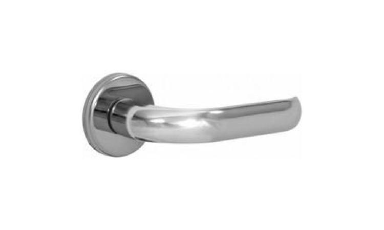 FECHADURA ROSETA REDONDA PARA PORTA EXTERNA, EM ACO INOX (MAQUINA, TESTA E CONTRA-TESTA) E EM ZAMAC (MACANETA, LINGUETA E TRINCOS) COM ACABAMENTO CROMADO, MAQUINA DE 55 MM, INCLUINDO CHAVE TIPO CILINDRO