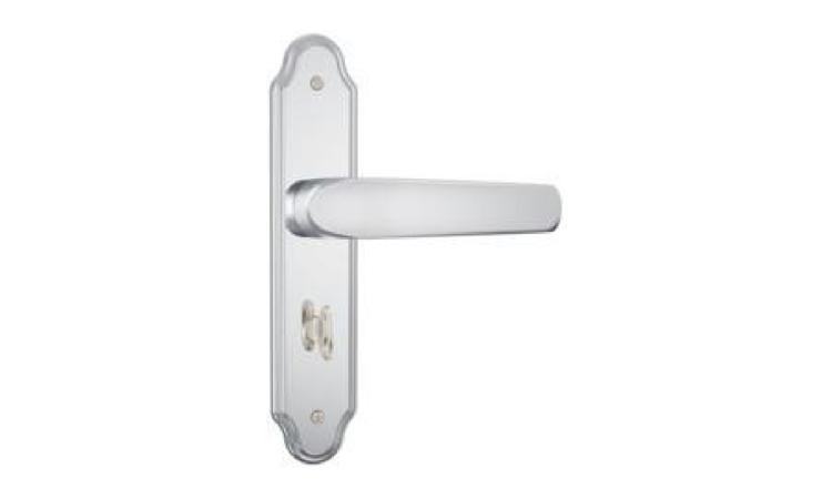 FECHADURA ESPELHO PARA PORTA DE BANHEIRO, EM ACO INOX (MAQUINA, TESTA E CONTRA-TESTA) E EM ZAMAC (MACANETA, LINGUETA E TRINCOS) COM ACABAMENTO CROMADO, MAQUINA DE 40 MM, INCLUINDO CHAVE TIPO TRANQUETA