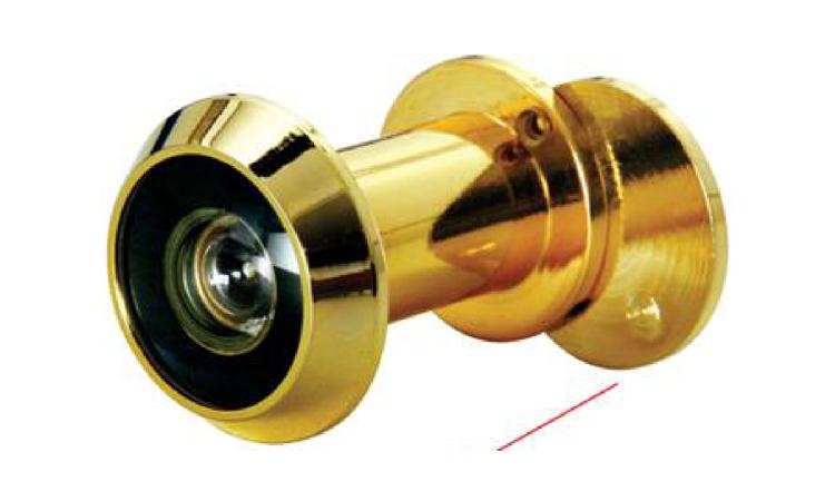 OLHO MAGICO PARA PORTAS, EM LATAO, COM LENTE DE POLICARBONATO, ANGULO DE *200* GRAUS, ESPESSURA ENTRE *25 E 46* MM, INCLUINDO FECHO JANELA