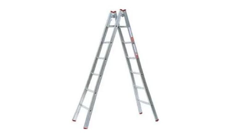 ESCADA DUPLA DE ABRIR EM ALUMINIO, COM SAPATAS DE BORRACHA, *2,30* X *0,57* M (ALTURA UTIL X LARGURA MINIMA), MODELO PINTOR, 8 DEGRAUS, CAPACIDADE *100* KG