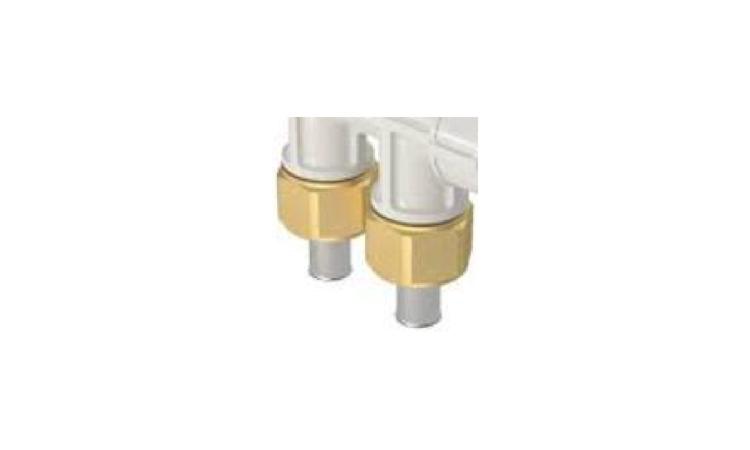 DISTRIBUIDOR, PLASTICO, 2 SAIDAS, DN 32 X 25 MM, PARA CONEXAO COM CRIMPAGEM, EM TUBO PEX PARA INST. AGUA QUENTE/FRIA