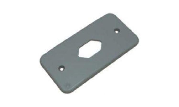 TAMPA PARA CONDULETE, EM PVC, PARA TOMADA HEXAGONAL