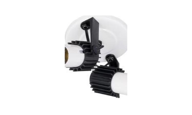 LUMINARIA SPOT DE SOBREPOR EM ALUMINIO COM ALETA PLASTICA PARA 2 LAMPADAS, BASE E27, POTENCIA MAXIMA 40/60 W (NAO INCLUI LAMPADA)