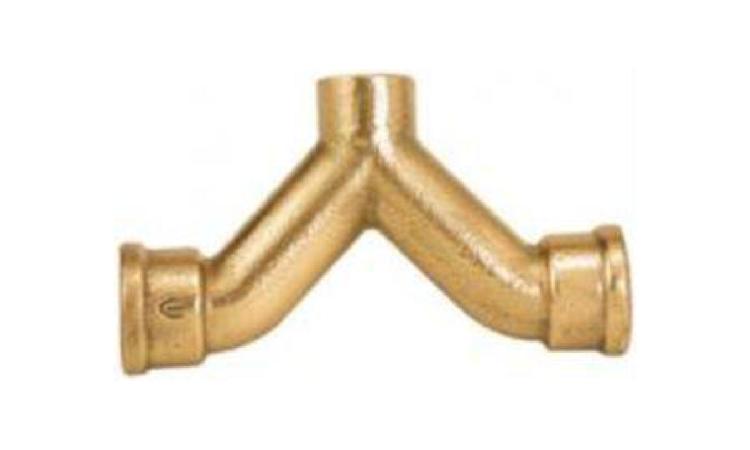 TE DUPLA CURVA BRONZE/LATAO SEM ANEL DE SOLDA, ROSCA F X BOLSA X ROSCA F, 3/4