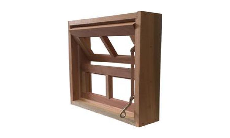 JANELA BASCULANTE EM MADEIRA PINUS/ EUCALIPTO/ TAUARI/ VIROLA OU EQUIVALENTE DA REGIAO, *60 X 60*, CAIXA DO BATENTE/ MARCO E = *10* CM, 2 BASCULAS PARA VIDRO, COM FERRAGENS (SEM VIDRO, SEM GUARNICAO/ALIZAR E SEM ACABAMENTO)