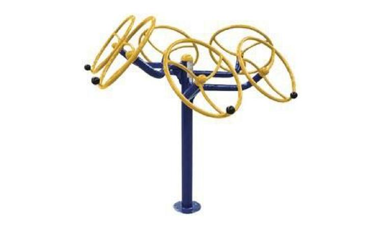 ROTACAO DIAGONAL DUPLA, APARELHO TRIPLO, EM TUBO DE ACO CARBONO, PINTURA NO PROCESSO ELETROSTATICO - EQUIPAMENTO DE GINASTICA PARA ACADEMIA AO AR LIVRE / ACADEMIA DA TERCEIRA IDADE - ATI