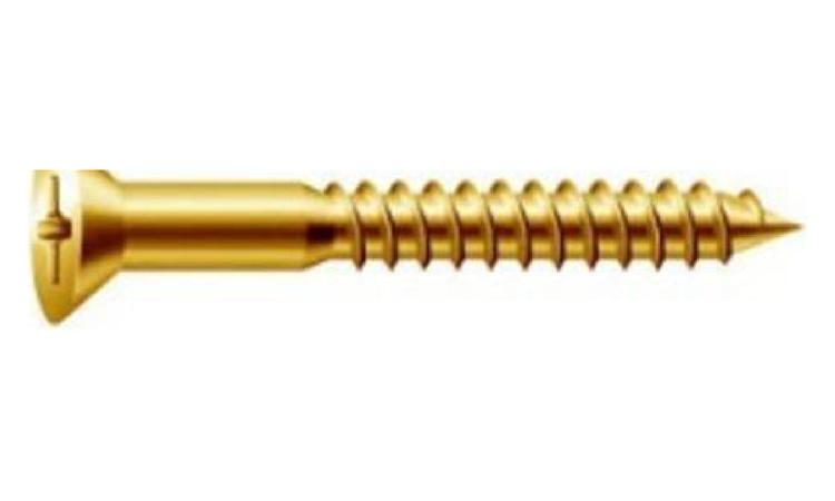 PARAFUSO DE LATAO COM ROSCA SOBERBA, CABECA CHATA E FENDA SIMPLES, DIAMETRO 3,2 MM, COMPRIMENTO 16 MM