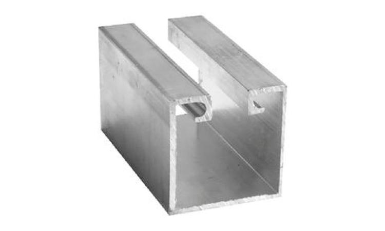 TRILHO PANTOGRAFICO RETO, EM ALUMINIO, TIPO U, COM DIMENSOES DE *38 X 38* MM PARA PORTA DE CORRER