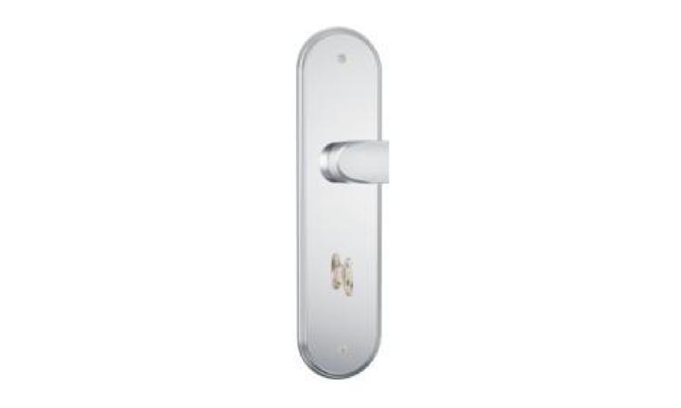 FECHADURA ESPELHO PARA PORTA DE BANHEIRO, EM ACO INOX (MAQUINA, TESTA E CONTRA-TESTA) E EM ZAMAC (MACANETA, LINGUETA E TRINCOS) COM ACABAMENTO CROMADO, MAQUINA DE 55 MM, INCLUINDO CHAVE TIPO TRANQUETA (CONJUNTO DE FECHADURAS)