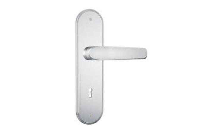 FECHADURA ESPELHO PARA PORTA INTERNA, EM ACO INOX (MAQUINA, TESTA E CONTRA-TESTA) E EM ZAMAC (MACANETA, LINGUETA E TRINCOS) COM ACABAMENTO CROMADO, MAQUINA DE 55 MM, INCLUINDO CHAVE TIPO INTERNA