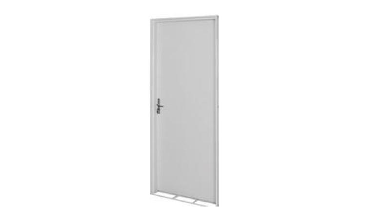 KIT PORTA PRONTA DE MADEIRA, FOLHA PESADA (NBR 15930) DE 900 X 2100 MM, DE 40 MM A 45 MM DE ESPESSURA, COM MARCO EM ACO, NUCLEO SOLIDO, CAPA LISA EM HDF, ACABAMENTO MELAMINICO BRANCO (INCLUI MARCO, ALIZARES, DOBRADICAS E FECHADURA)