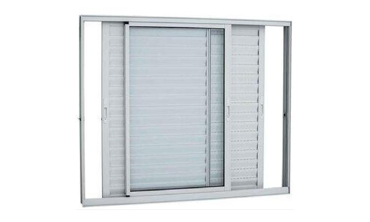 JANELA VENEZIANA DE CORRER, EM ALUMINIO PERFIL 25, 100 X 120 CM (A X L), 3 FLS (2 VENEZIANAS E 1 VIDRO), SEM BANDEIRA, ACABAMENTO BRANCO OU BRILHANTE, BATENTE DE 8 A 9 CM, COM VIDRO 4 MM, SEM GUARNICAO/ALIZAR