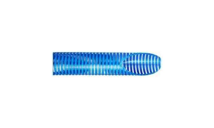 MANGUEIRA FLEXIVEL TRANSPARENTE COM ESPIRAL AZUL, EM PVC, DIAM. 2