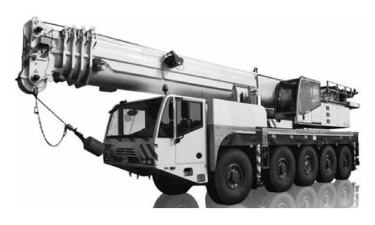 GUINDASTE HIDRAULICO AUTOPROPELIDO, COM LANCA TELESCOPICA 50 M, CAPACIDADE MAXIMA 100 T, POTENCIA 350 KW,  TRACAO 10 X 6