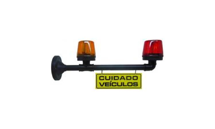 APARELHO SINALIZADOR LUMINOSO COM LED, PARA SAIDA GARAGEM, COM 2 LENTES EM POLICARBONATO, BIVOLT (INCLUI SUPORTE DE FIXACAO)