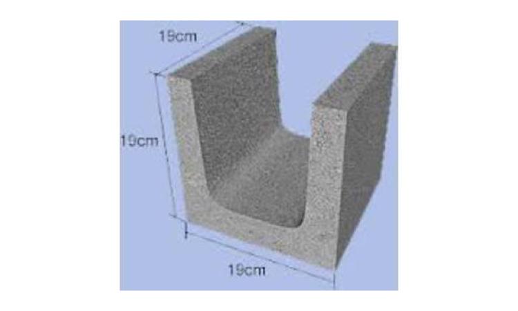 CANALETA DE CONCRETO 19 X 19 X 19 CM (CLASSE C - NBR 6136)